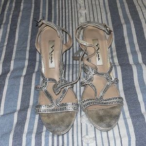 Silver prom shoes worn twice